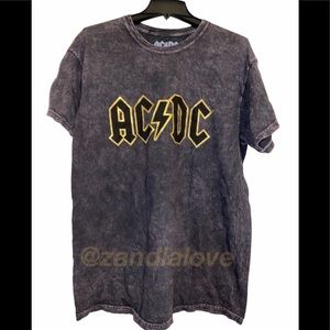 AC/DC glitter print logo tee shirt M,L